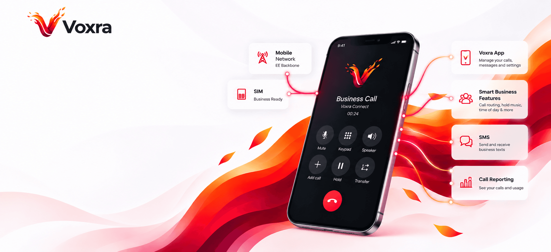 The Voxra app answering a business call
